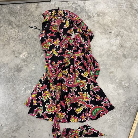 Lauren Ralph Lauren Women's Paisley Wrap Dress 100% Silk Size 4 Tie Multicolor - Picture 3 of 5